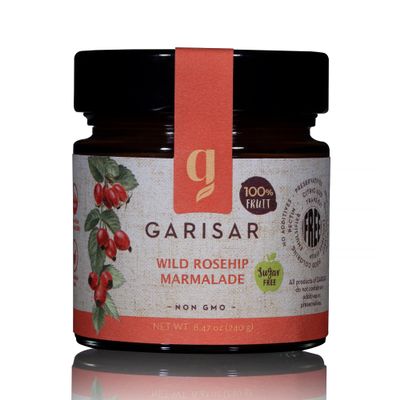Garisar- Wild Rosehip Marmalade Sugar Free, Wild Rosehip Marmalade - Natural Wild Rosehip - Great for Breakfast, Sugar Free, Breads - Wild Rosehip Fruit Spread - 100% Fruit - 8.47 oz (Pack of 6)