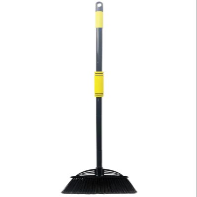 Xifando Four-Section Rod Long-Handled Broom,Heavy-Duty Broom, Angle Broom for Outdoor/IndoorBlack+Yellow