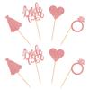 Cyodoos Pack of 24 Bride to Be Cupcake Toppers with Heart Ring Dress Bridal Shower Cupcake Picks Wedding Engagement Bachelorette Party Cake Decorations Supplies - Rose Gold Glitter view 3