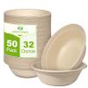 greensight Large Disposable Paper Bowls 32oz - 50 Pack Heavy Duty Compostable for Hot and Cold Food, Biodegradable Made of Sugarcane view 1