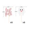 12pcs First Tooth Cupcake Toppers Glitter 1st Teething Party Decorations Pre-assembled Double-Sided Rose Gold view 2