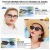 OCCI CHIARI Photochromic Bifocal Reading Glasses Womens Round Blue Light Blocking Readers 1.0 1.5 2.0 2.5 3.0 3.5 4.0 (Black +100) view 2