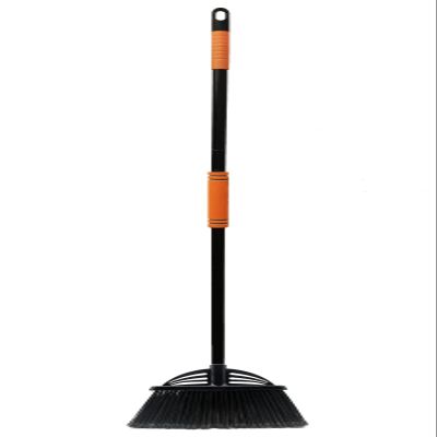 Xifando Four-Section Rod Long-Handled Broom,Heavy-Duty Broom, Angle Broom for Outdoor/IndoorBlack+Orange