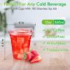 [100 PACK] 12 oz Clear Plastic Cups With Strawless Sip Lids, Disposable Plastic Cups With Sip Through Lids for Ice Coffee, Smoothie, Slurpee, or Any Cold Drinks view 2