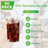 [90 PACK] 20 oz Clear Plastic Cups With Strawless Sip Lids, Disposable Plastic Cups With Sip Through Lids for Ice Coffee, Smoothie, Slurpee, or Any Cold Drinks view 4