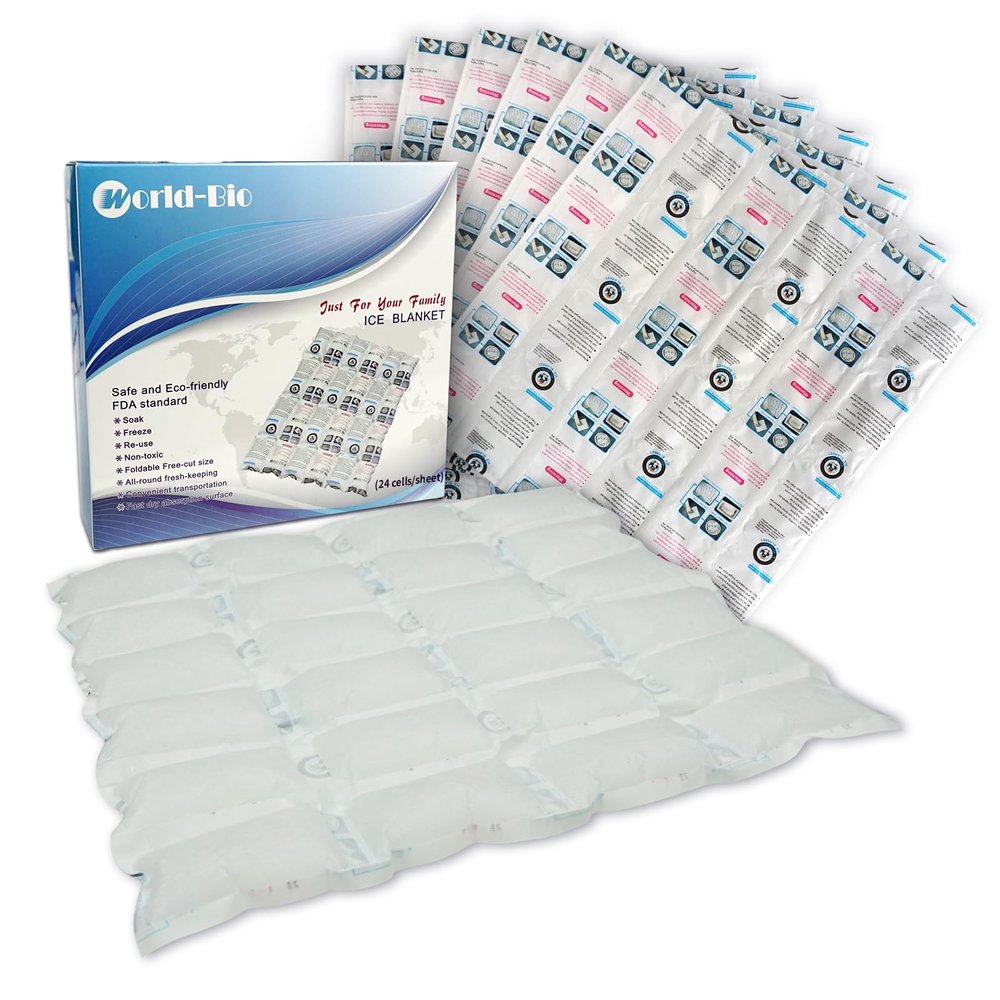 Shipping Cold Packs Dry Ice for Shipping Frozen Food, Freezer Ice Pack Sheets for Coolers 14'' X 13'', Flexible Freezer Cold Packs Keep Food Fresh Beverage Cold, 10 PCS Ice Blanket Sheets, 4 x 6 Cells