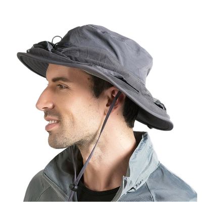 Head Net Hat for Men Women Safari Sun UV Protection Hat with Netting Net Mesh Bug Cap Outdoor Fishing Hiking Gardening Bucket Dark Gray