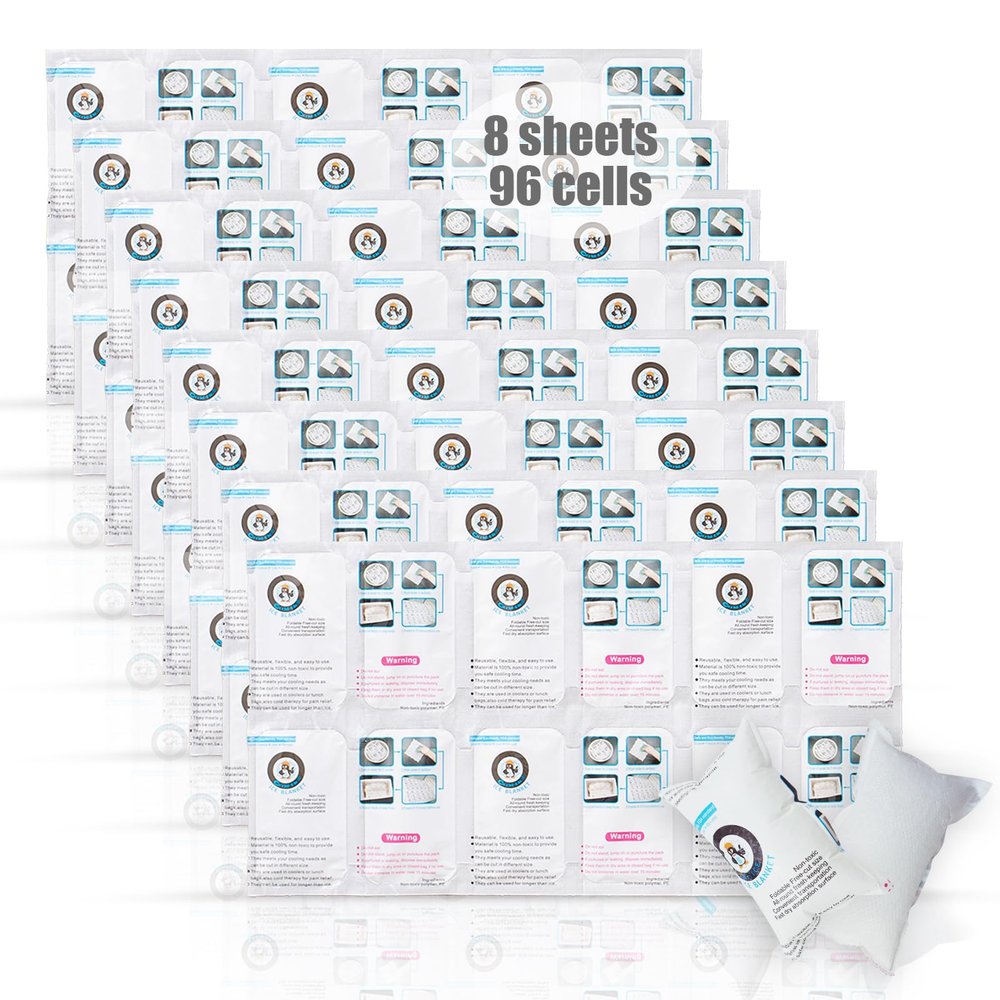 WORLD-BIO Shipping Ice Packs Small Cold Packs for Food Shipping, Long Lasting Dry Ice Packs for Coolers, Reusable Ice Sheets for Coolers Freezer Packs, 96 Cells