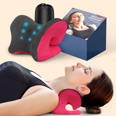 ZAMAT Neck and Shoulder Relaxer with Magnetic Therapy Pillowcase, Neck Stretcher Chiropractic Pillows for Pain Relief, Cervical Traction Device for Relieve TMJ Headache Muscle Tension Spine Alignment