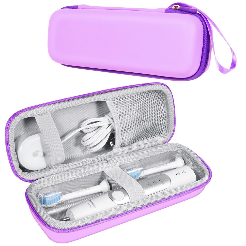 ZORETCO Toothbrush Hard Travel Case Compatible with Philips Sonicare Protectiveclean 4100,5100,6100,6500 Fits for Oral-B Pro 1000,1500,2000,3000,3500 Electric Toothbrush Travel Bag (Purple)