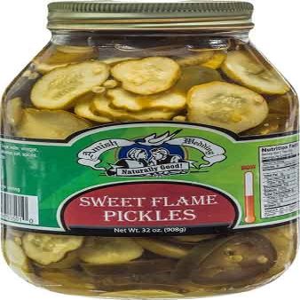Amish Wedding Foods Sweet & Hot Pickle Chips, 2-Pack 32 oz. Quart Jars (Sweet Flame)