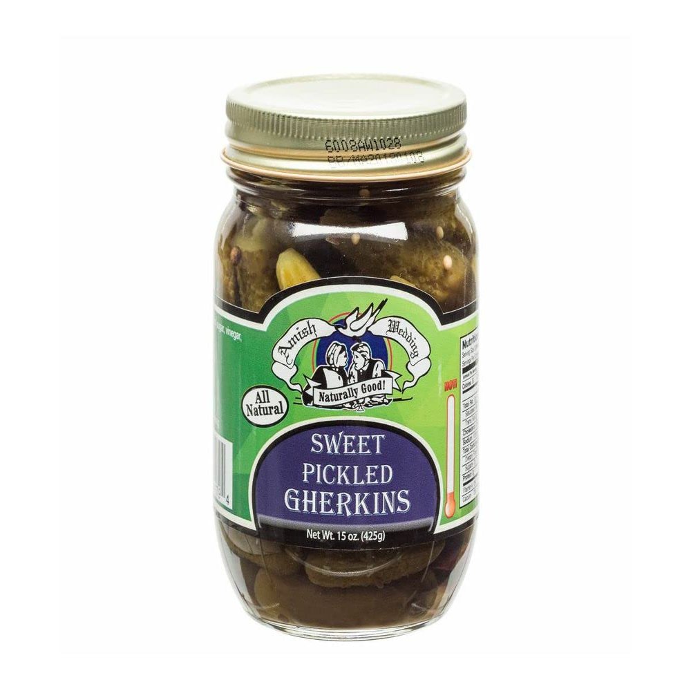 Amish Wedding Foods Sweet Pickled Gherkins, 15 oz. Jars (2 Jars)