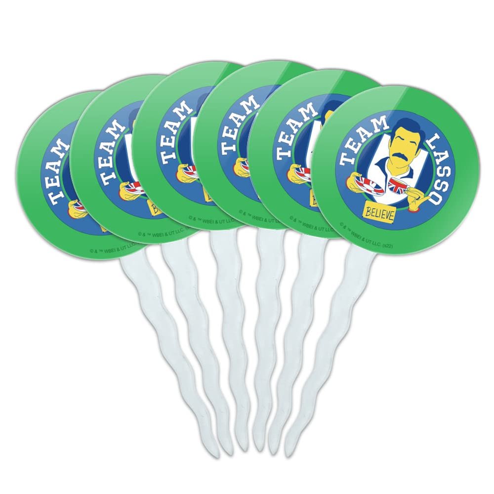 GRAPHICS & MORE Ted Lasso Believe Badge Cupcake Picks Toppers Decoration Set of 6
