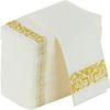 Party Bargains Disposable Linen-Feel Guest Towels, 50 Pack, 12" x 17" White with Gold Lace Print, Soft Paper Hand Towels for Weddings, Cocktail Party, Decorative Fold Dinner Napkins view 1