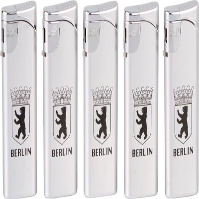 Simoneto Piezo Reusable Lighter Berlin Crest / Silver / Plastic Pack of 50