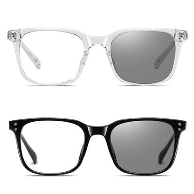 2pcs Photochromic Reading Glasses Women Square Readers Men Driving Classic Reader Presbyopic Goggles Sun Glasses (2PCS-black&clear, 3.5, multiplier_x)