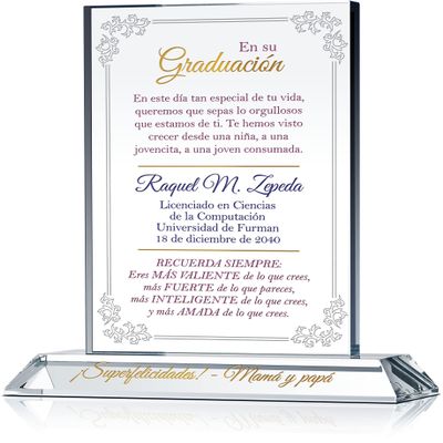 Placa de regalo de graduacin de universidad personalizada para ella, con el nombre del graduado, la escuela, la fecha de graduacin, regalo de graduacin nico para la hija, la nieta..