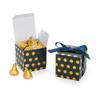 Navy Blue Gift Candy Box with Gold Dots Bulk 2x2x2 inches with Ribbon Party Favor Box for Birthday Graduation Party, Gold Dots,Pack of 50 view 1