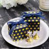 Navy Blue Gift Candy Box with Gold Dots Bulk 2x2x2 inches with Ribbon Party Favor Box for Birthday Graduation Party, Gold Dots,Pack of 50 view 2