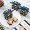 Navy Blue Gift Candy Box with Gold Dots Bulk 2x2x2 inches with Ribbon Party Favor Box for Birthday Graduation Party, Gold Dots,Pack of 50 view 3