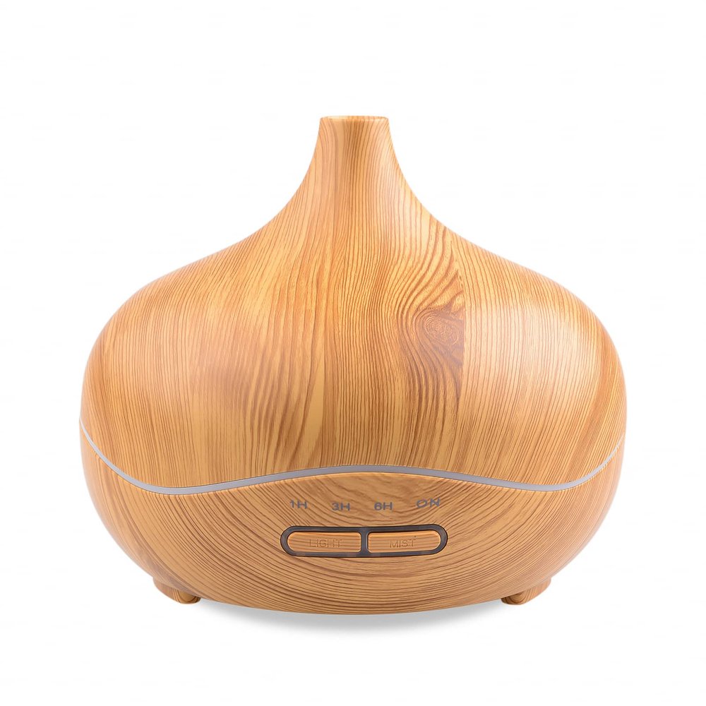 300ml Aromatherapy Essential Oil Diffuser Wood Grain Button Control ltrasonic Air Humidifier Cool Color LED Lamp