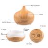 300ml Aromatherapy Essential Oil Diffuser Wood Grain Button Control ltrasonic Air Humidifier Cool Color LED Lamp view 3