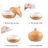300ml Aromatherapy Essential Oil Diffuser Wood Grain Button Control ltrasonic Air Humidifier Cool Color LED Lamp view 4