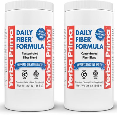 Yerba Prima Daily Fiber Formula - 20 oz Powder (Pack of 2) - Unflavored, Concentrated Blend of Soluble/Insoluble, Psyllium Seed Husks, Acacia Gum, Apple Fiber Supplement - Regularity Colon Cleanser