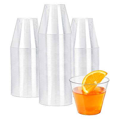 N9R 100PCS 9 oz Clear Plastic Cups for Cold Beverages, Disposable Plastic Cups Tumblers, Heavy Duty Cocktail Cups for Parties, Weedings, Events and Gatherings