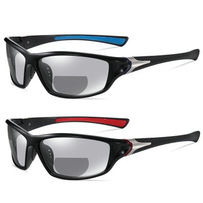 2pcs Transition Photochromic Bifocal Reading Glasses for Mens and Womens Square Sports Sunglasses Readers 0~+4.00 (2pcs-black blue&black red, 1.25, multiplier_x)