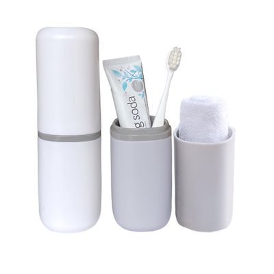ZWCEGND 2PCS Toothbrush Travel Case,Multi-Function Portable Toothbrush Cove,Dustproof Toothbrush Holder,Suitable for Business Camping Travel or Daily Use(White + Gray)