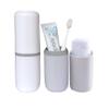 ZWCEGND 2PCS Toothbrush Travel Case,Multi-Function Portable Toothbrush Cove,Dustproof Toothbrush Holder,Suitable for Business Camping Travel or Daily Use(White + Gray) view 1