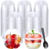 Gandeer 200 Pack Clear Plastic Cups 9 oz Dessert Yogurt Parfait Banana Pudding Pet Disposable Cups with 200 Pcs Sporks for Fruit Ice Cream Party view 1