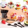 Gandeer 200 Pack Clear Plastic Cups 9 oz Dessert Yogurt Parfait Banana Pudding Pet Disposable Cups with 200 Pcs Sporks for Fruit Ice Cream Party view 2