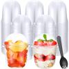 Gandeer 200 Pack Clear Plastic Cups 12 oz Dessert Yogurt Parfait Banana Pudding Pet Disposable Cups with 200 Pcs Sporks for Fruit Ice Cream Party view 1
