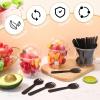 Gandeer 200 Pack Clear Plastic Cups 12 oz Dessert Yogurt Parfait Banana Pudding Pet Disposable Cups with 200 Pcs Sporks for Fruit Ice Cream Party view 2