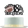 Deloklte Football Happy 18th Birthday Cake Topper - Football/Sport Theme Party Decorations for Boys 18 Years Supplies, Black view 1