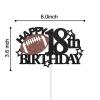 Deloklte Football Happy 18th Birthday Cake Topper - Football/Sport Theme Party Decorations for Boys 18 Years Supplies, Black view 2