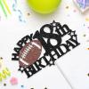 Deloklte Football Happy 18th Birthday Cake Topper - Football/Sport Theme Party Decorations for Boys 18 Years Supplies, Black view 3
