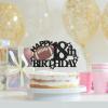 Deloklte Football Happy 18th Birthday Cake Topper - Football/Sport Theme Party Decorations for Boys 18 Years Supplies, Black view 4