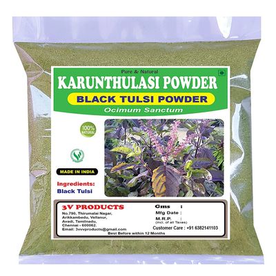 ROSEVILLA Karunthulasi Powder 400g | Black Tulsi | Krishna Tulsi | Shyama Tulsi | Ocimum Sanctum (Pack of 4x100g)
