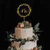 ENEDNATE Cake Topper Initials M Cake Topper Golden Monogram Letter Wreath Wedding Engagement Anniversary Party Cake Decoration Acrylic Wedding Cake Toppers view 2