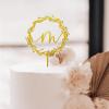 ENEDNATE Cake Topper Initials M Cake Topper Golden Monogram Letter Wreath Wedding Engagement Anniversary Party Cake Decoration Acrylic Wedding Cake Toppers view 3