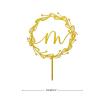 ENEDNATE Cake Topper Initials M Cake Topper Golden Monogram Letter Wreath Wedding Engagement Anniversary Party Cake Decoration Acrylic Wedding Cake Toppers view 4