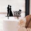 ENEDNATE Black Couple Mr & Mrs Heart Ring Silhouette Cake Topper Celebration Wedding Engagement Anniversary Party Decoration Acrylic Cake Toppers view 2
