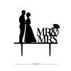 ENEDNATE Black Couple Mr & Mrs Heart Ring Silhouette Cake Topper Celebration Wedding Engagement Anniversary Party Decoration Acrylic Cake Toppers view 3