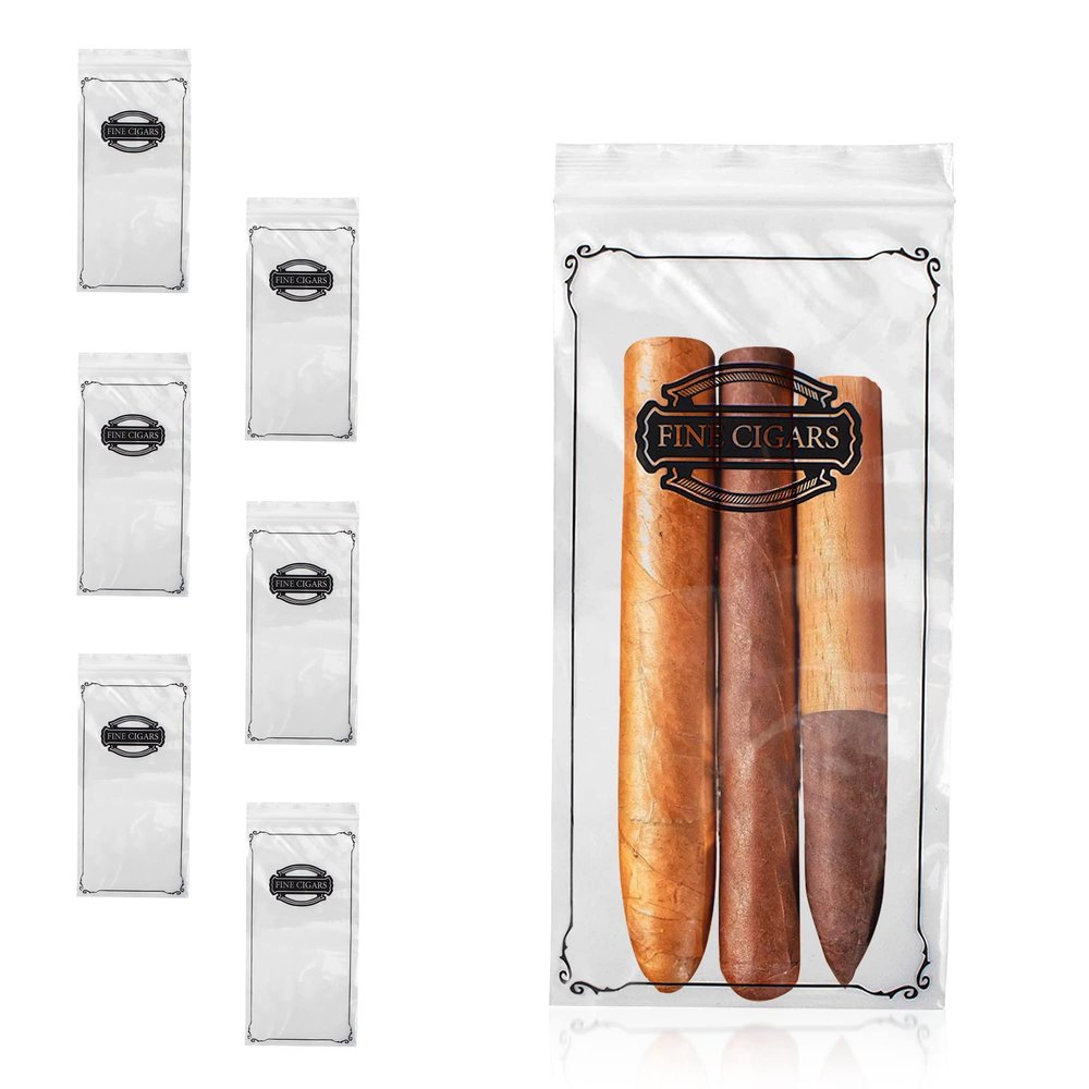 PUREVACY Poly Zipper Cigar Bag, 4 x 8 Inches. Pack of 100 Clear Plastic Bags for Cigars, 2 Mil Thick. Tamper-Proof Small Reclosable Zip Bags for Safe Storage of Cigars