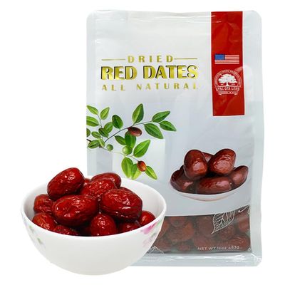DABC OAK LAND Premium Jujube Red Dates, 100% Natural Red Date (Hong Zao) High Vitamins, High Nutrition, Health Snack, Selected Dried Fruit, Big & Delicious Packed in USA 1LB/Bags