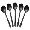 OBTANIM 100 Pack large Disposable Plastic Spoons Heavy Weight Individual Wrapped Teaspoons for Soup Dessert Ice Cream (Black, 6 Inches) view 1