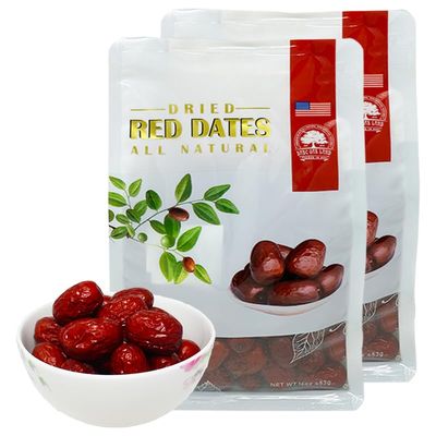 2 Pound DABC OAK LAND Premium Jujube Red Dates, 100% Natural Red Date (Hong Zao) High Vitamins, High Nutrition, Health Snack, Selected Dried Fruit, Big & Delicious Packed in USA  1LB/ 2 Bags